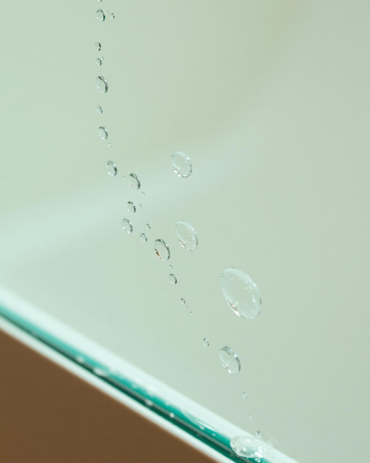 Water beading on pristine glass